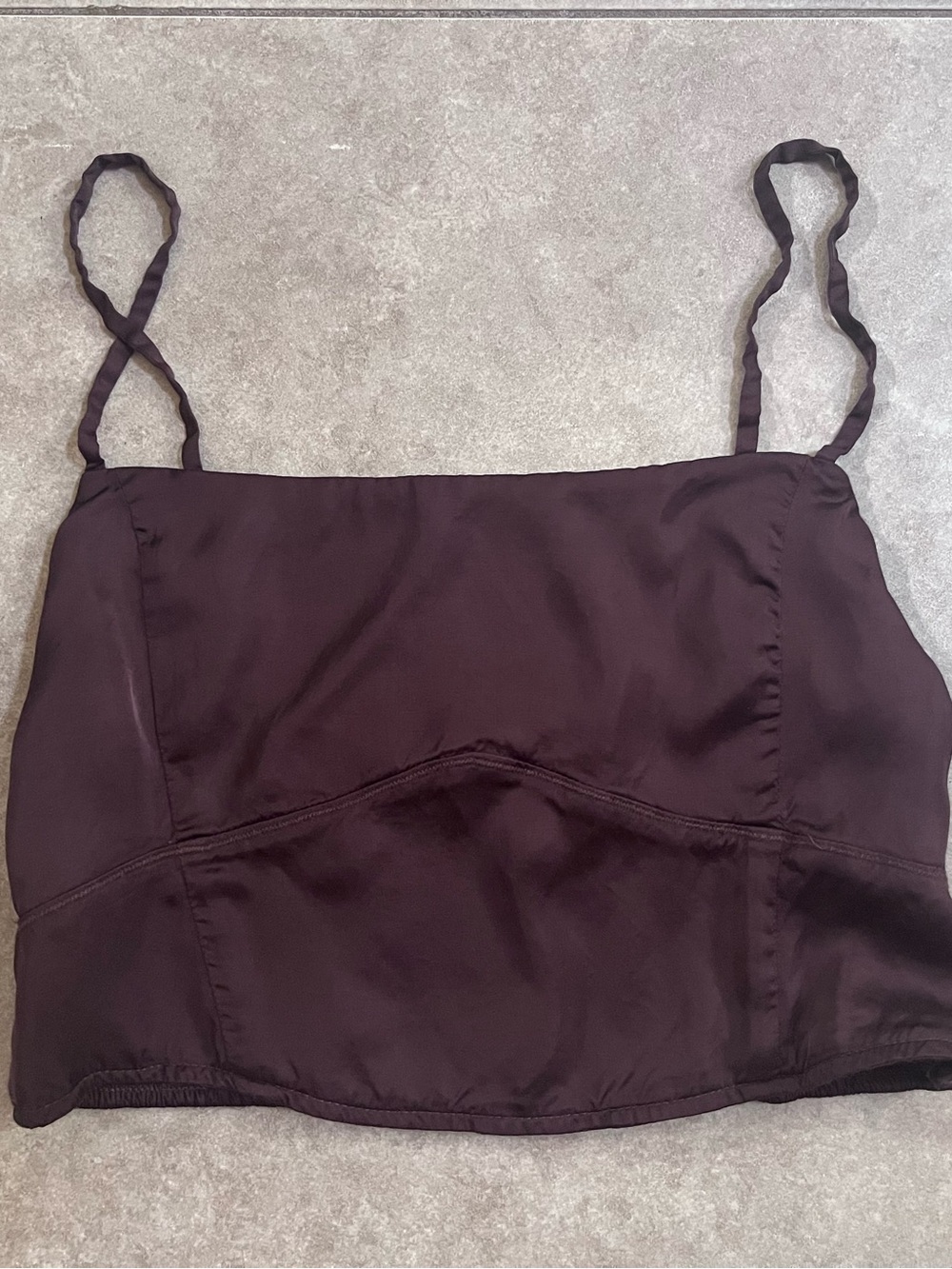 aerie satin brown spaghetti strap corset cami crop top  
Medium